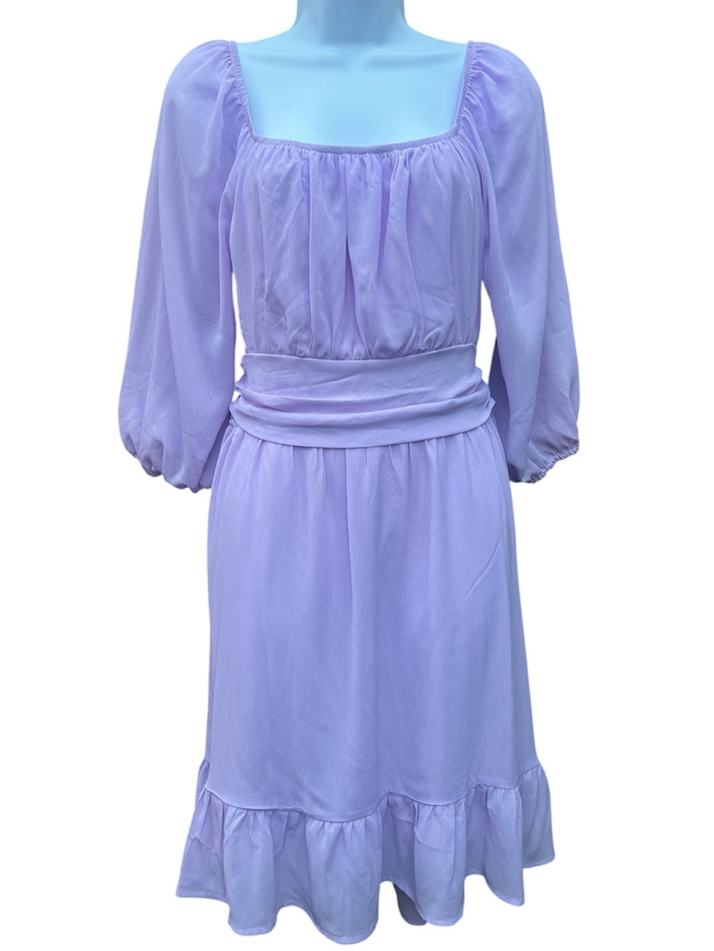 DOKOTOO NWOT Women’s Square Neckline Puff Sleeves Ruffle Hem Mini Dress